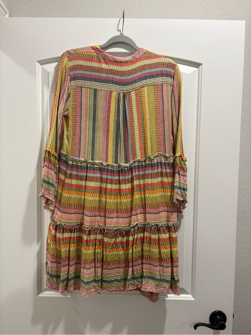 En Crème Keepsake Boho Striped Mini Dress Bell Sleeve M - Picture 6 of 7